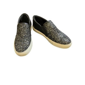 New SoFree Vegan Leather Black Shimmered Loafers Size 8.5